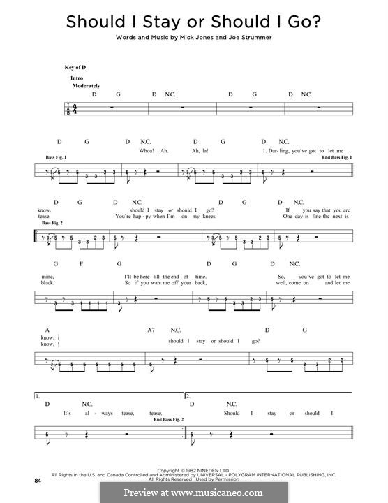 Should I Stay or Should I Go (The Clash) by J. Strummer, M. Jones on MusicaNeo