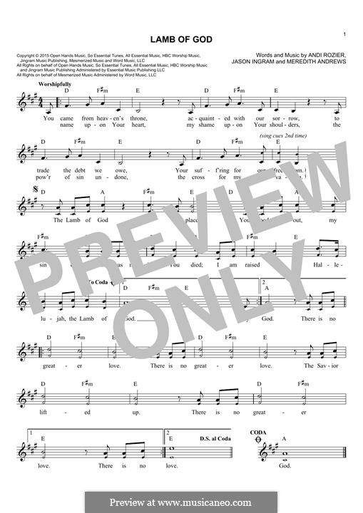 Lamb of God by J.D. Ingram, M. Andrews, A. Rozier on MusicaNeo