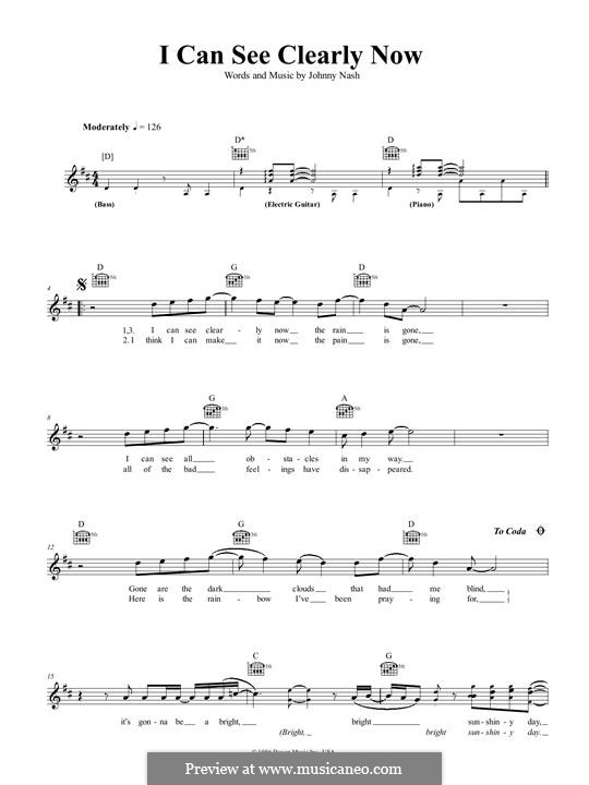 I Can See Clearly Now by J. Nash sheet music on MusicaNeo