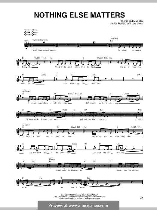 Nothing Else Matters (Metallica) by J. Hetfield, L. Ulrich on MusicaNeo