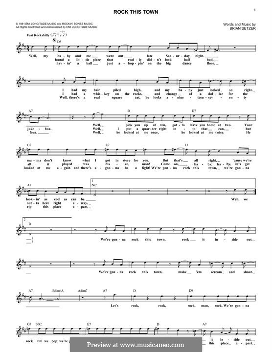 Rock This Town (Stray Cats) by B. Setzer sheet music on MusicaNeo