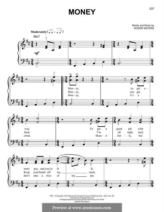 Money (Pink Floyd) by R. Waters sheet music on MusicaNeo