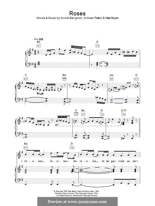 Roses (OutKast) by A. Benjamin, M. Boykin sheet music on MusicaNeo