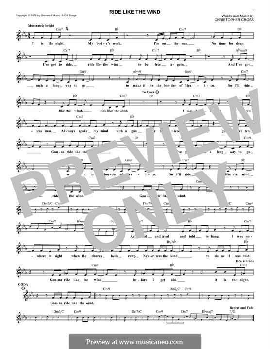 Ride Like the Wind by C. Cross sheet music on MusicaNeo