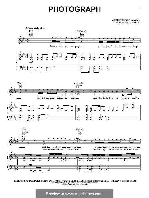 Photograph (Nickelback) by C. Kroeger sheet music on MusicaNeo