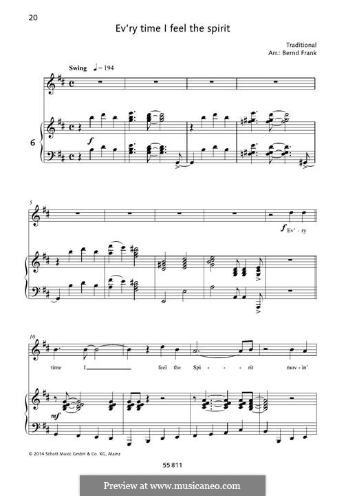 Every Time I Feel the Spirit by folklore sheet music on MusicaNeo