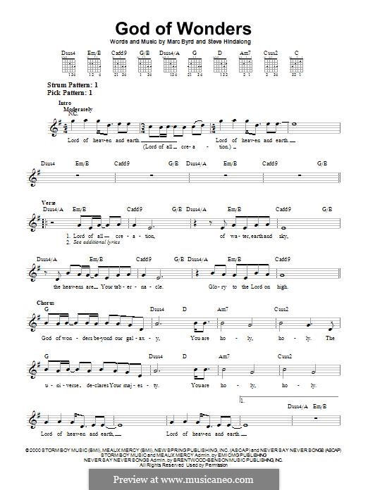 God of Wonders (Third Day) by M. Byrd, S. Hindalong on MusicaNeo