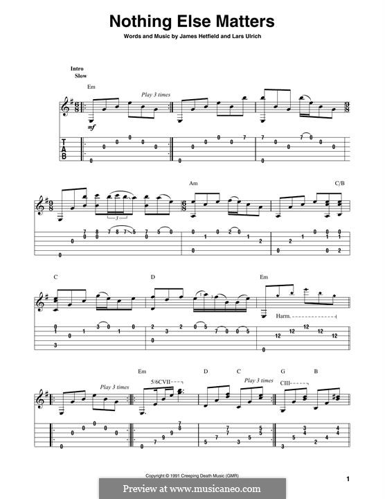 Nothing Else Matters (Metallica) by J. Hetfield, L. Ulrich on MusicaNeo