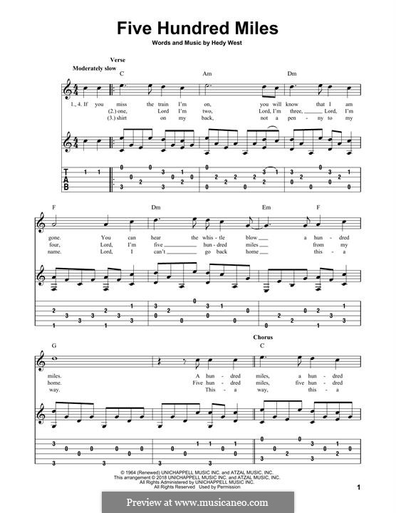 Five Hundred Miles (Peter, Paul & Mary) by H. West on MusicaNeo