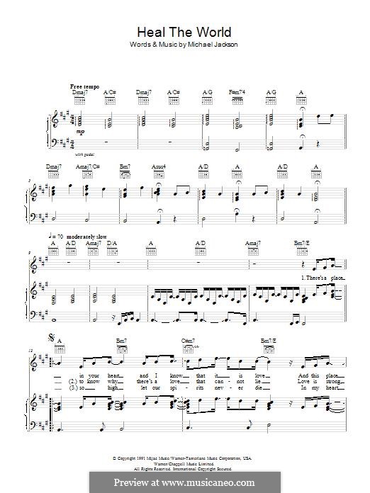 Heal the World by M. Jackson sheet music on MusicaNeo