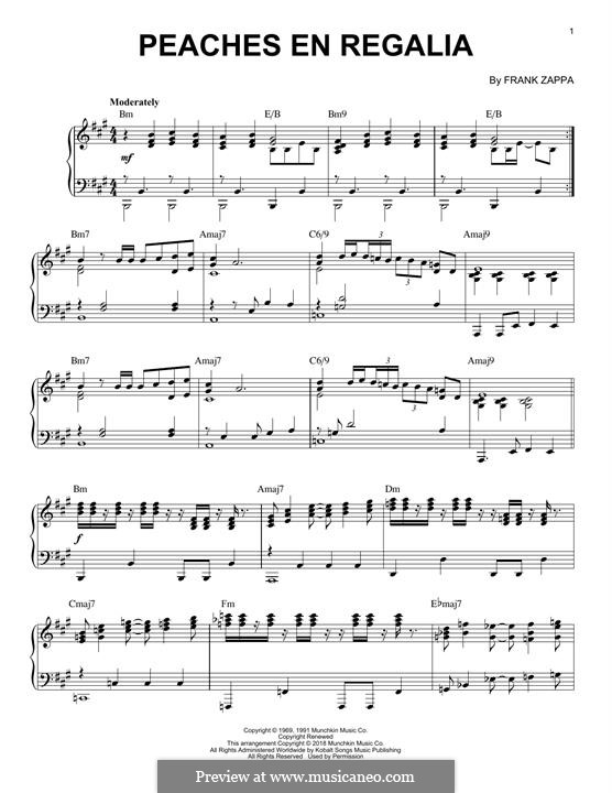 Peaches en Regalia by F. Zappa sheet music on MusicaNeo