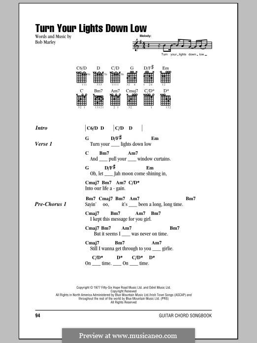 Turn Your Lights Down Low by B. Marley sheet music on MusicaNeo