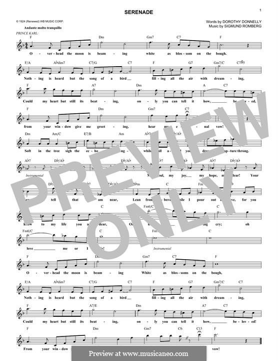 Serenade (from The Student Prince) by S. Romberg sheet music on MusicaNeo