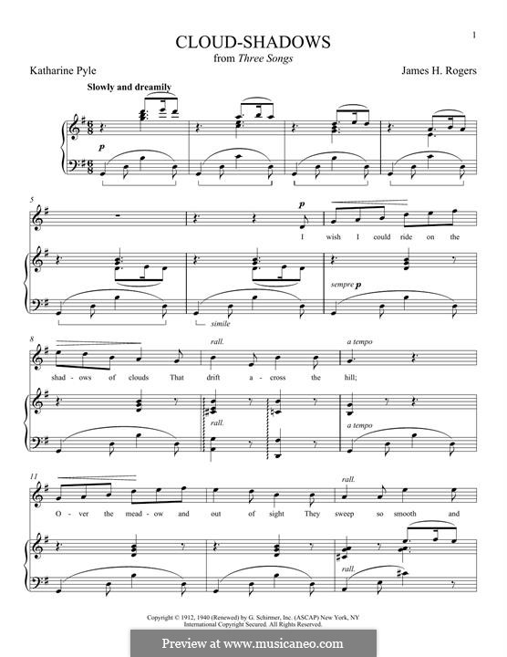 CloudShadows (Katharine Pyle) by J.H. Rogers sheet music on MusicaNeo