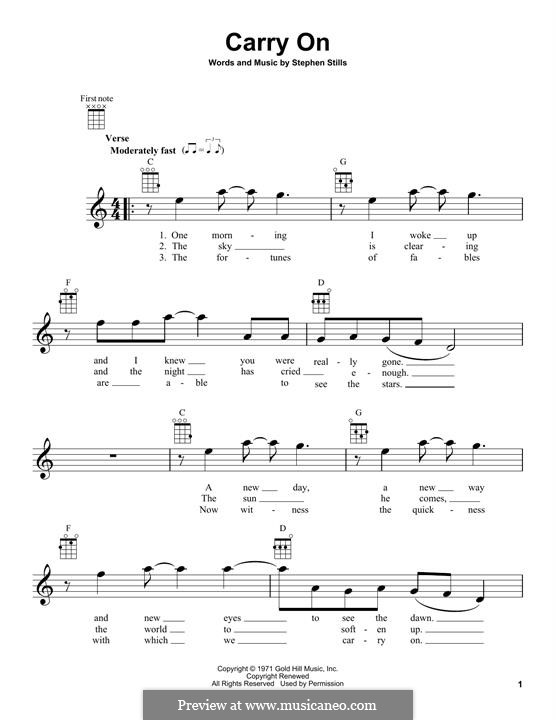 Carry on (Crosby, Stills & Nash) by S. Stills sheet music on MusicaNeo