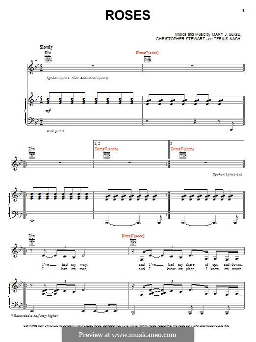 Roses by M.J. Blige sheet music on MusicaNeo