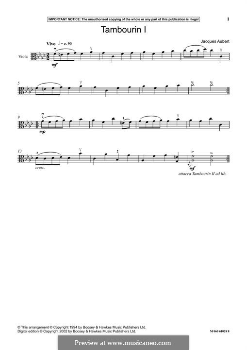 Tambourin I by J. Aubert sheet music on MusicaNeo