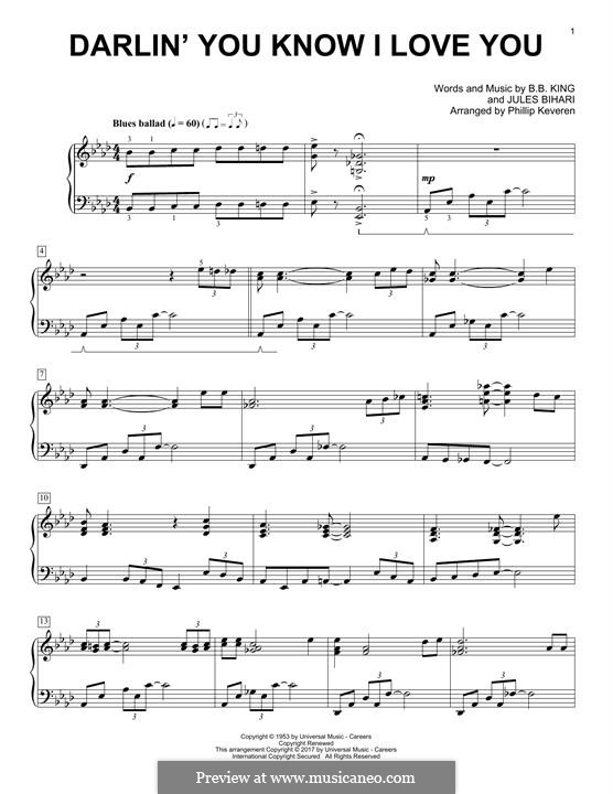 Darlin' You Know I Love You by B. King sheet music on