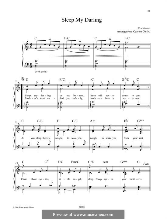 Sleep My Darling by folklore sheet music on MusicaNeo