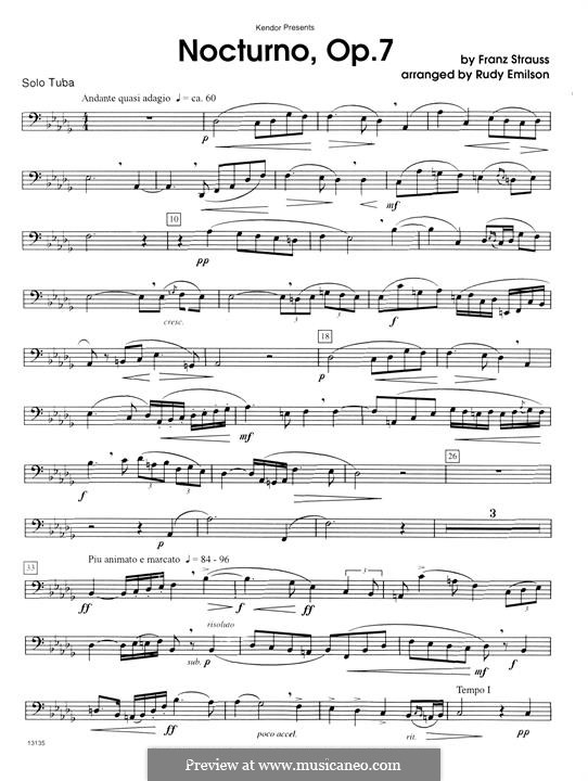 Nocturne for French Horn (or Cello) and Piano, Op.7 by F. Strauss on