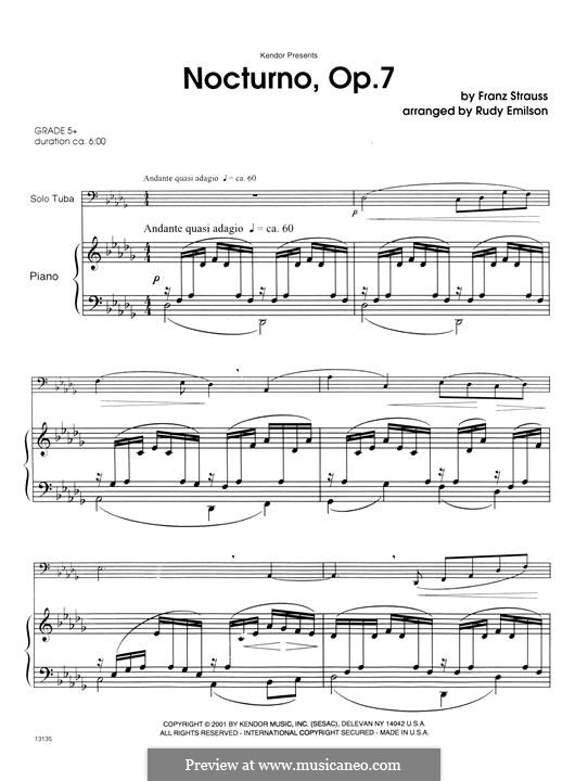 Nocturne for French Horn (or Cello) and Piano, Op.7 by F. Strauss on