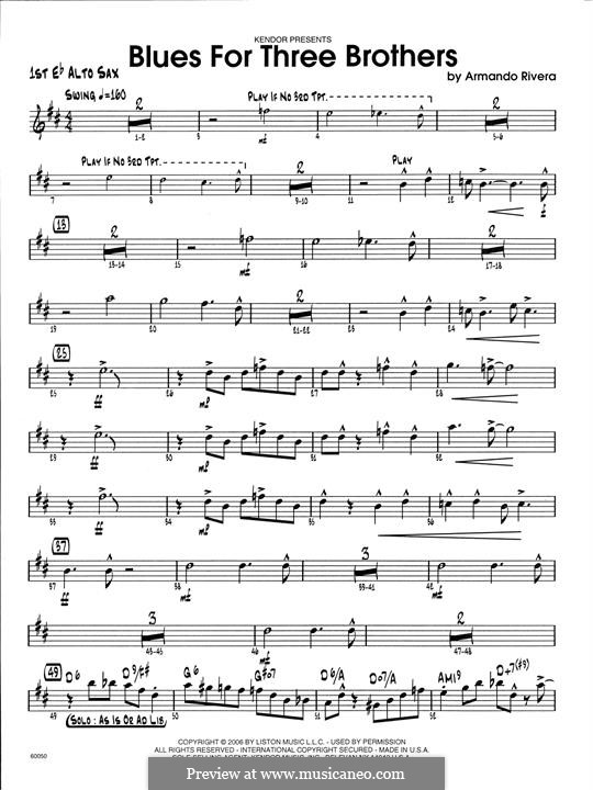 Blues for Three Brothers by A. Rivera sheet music on MusicaNeo