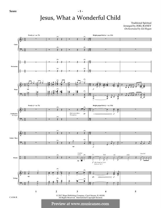 Jesus, What a Wonderful Child by J. Raney sheet music on MusicaNeo