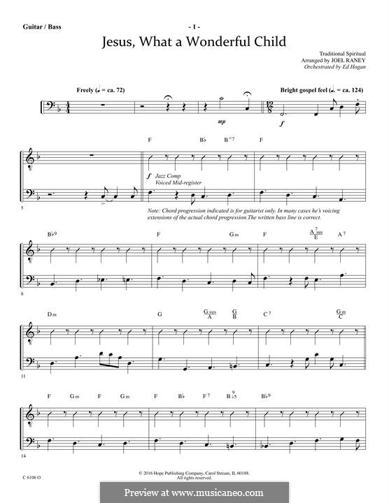 Jesus, What a Wonderful Child by folklore sheet music on MusicaNeo