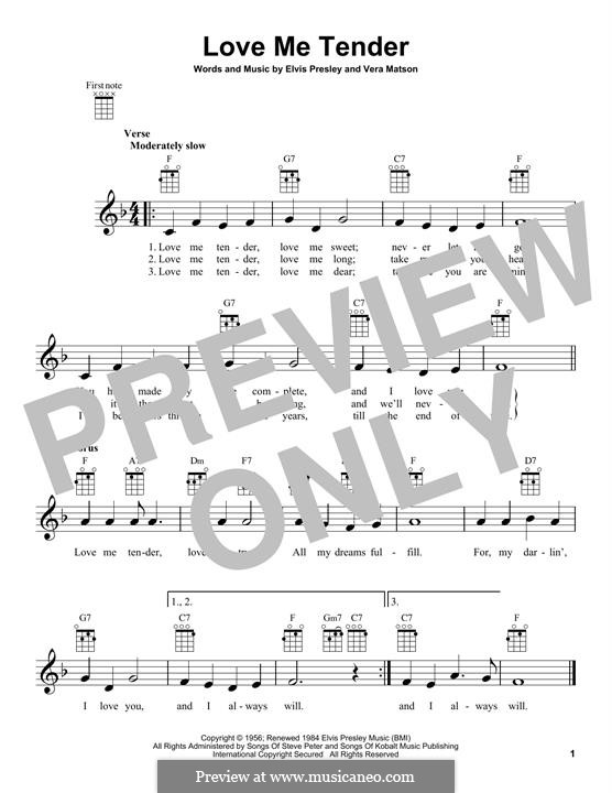 Love Me Tender by V. Matson sheet music on MusicaNeo