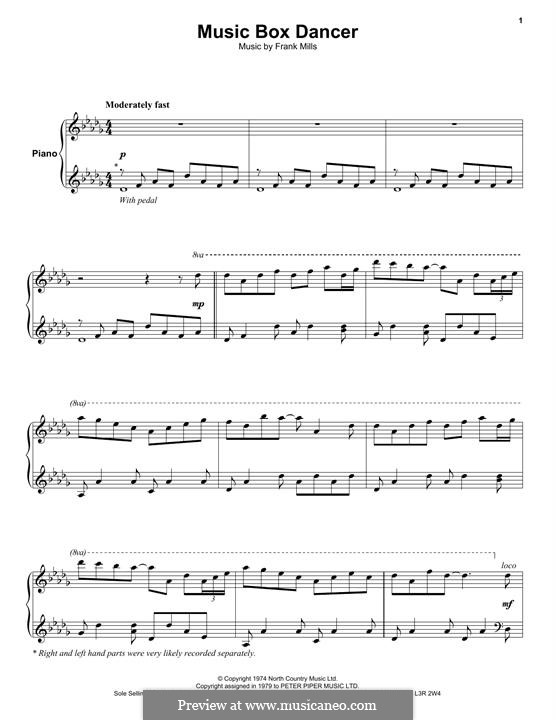Music Box Dancer by F. Mills sheet music on MusicaNeo