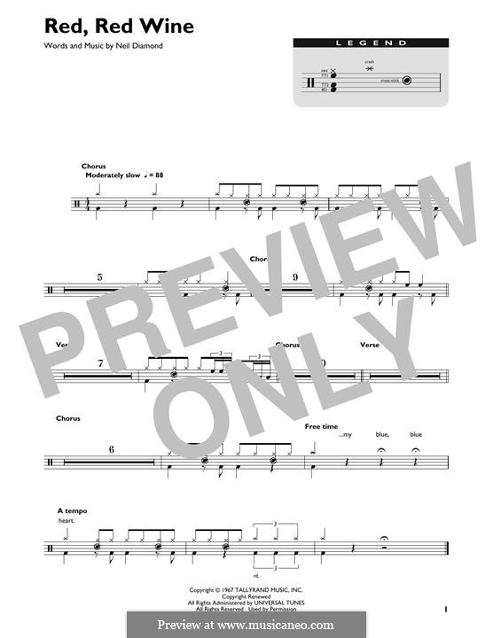 Red, Red Wine (UB40) by N. Diamond sheet music on MusicaNeo