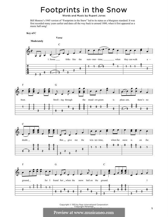 Footprints In The Snow by B. Monroe sheet music on MusicaNeo