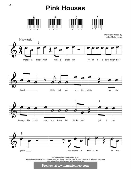 Pink Houses by J. Mellencamp sheet music on MusicaNeo
