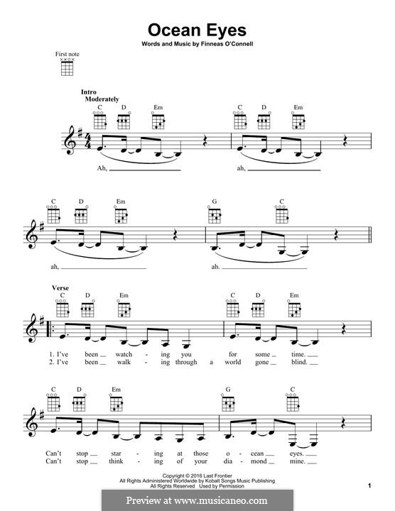 Ocean Eyes (Billie Eilish) by F. O'Connell sheet music on MusicaNeo