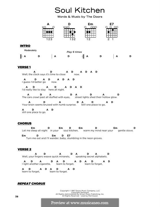 Soul Kitchen by The Doors sheet music on MusicaNeo