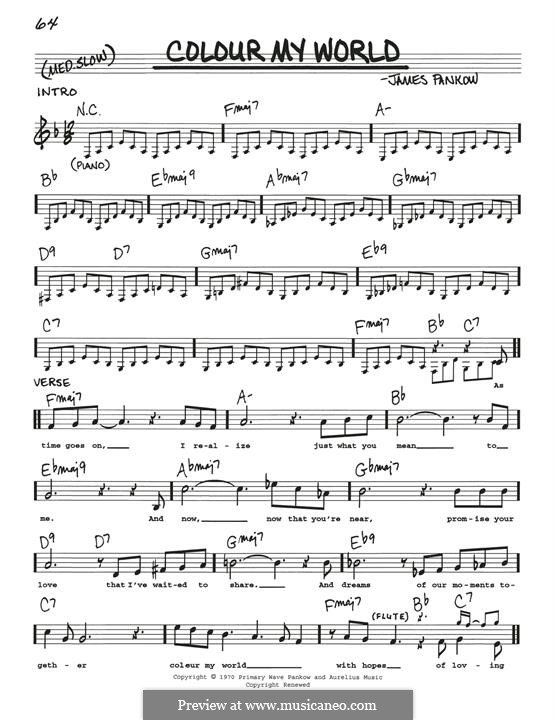 Colour My World (Chicago) by J. Pankow sheet music on MusicaNeo