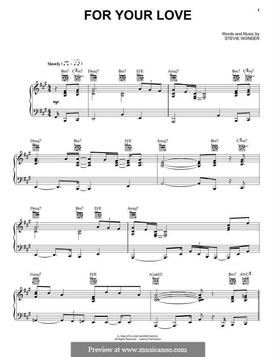 For Your Love by S. Wonder sheet music on MusicaNeo