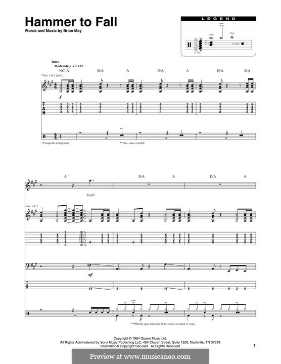 Hammer to Fall (Queen) by B. May sheet music on MusicaNeo