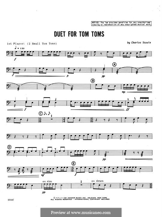 Duet For Tom Toms by C. Steele sheet music on MusicaNeo