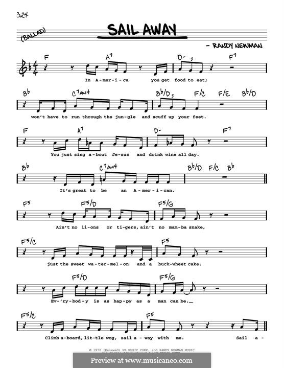 Sail Away by R. Newman sheet music on MusicaNeo