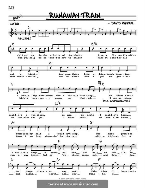 Runaway Train (Soul Asylum) by D. Pirner sheet music on MusicaNeo