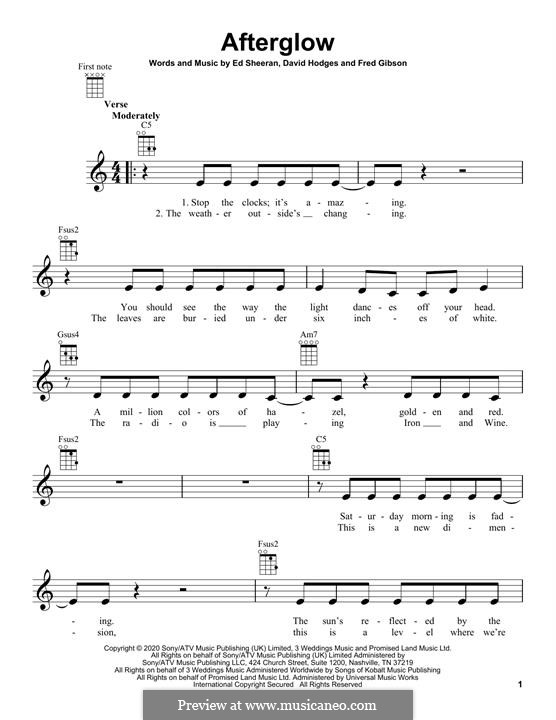 Afterglow by E. Sheeran sheet music on MusicaNeo