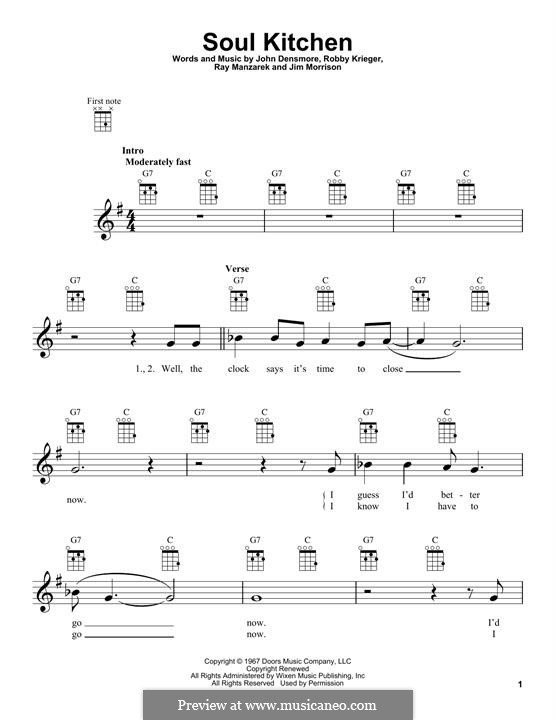 Soul Kitchen by The Doors sheet music on MusicaNeo
