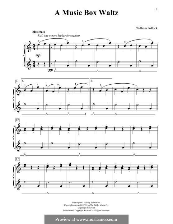 A Music Box Waltz by W. Gillock sheet music on MusicaNeo