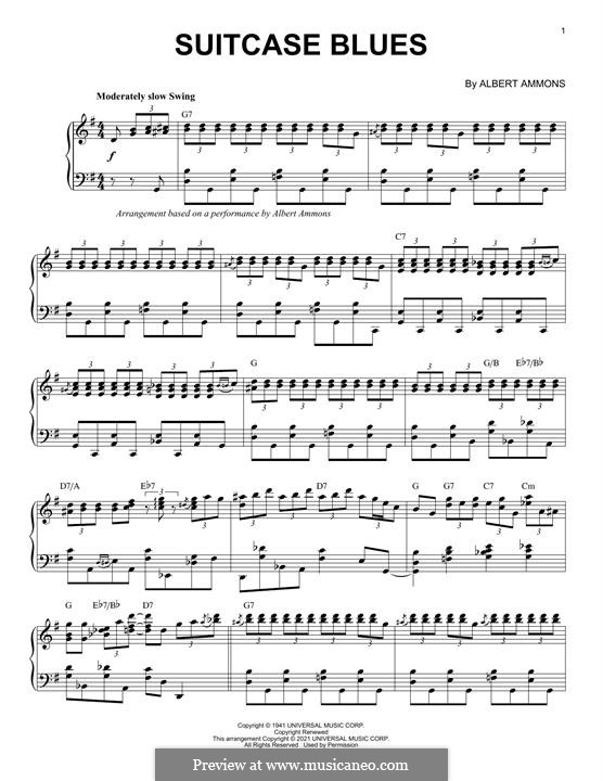 Suitcase Blues by A. Ammons sheet music on MusicaNeo