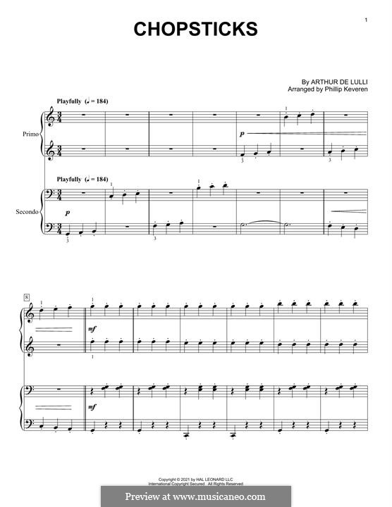 Chopsticks by A. De Lulli sheet music on MusicaNeo