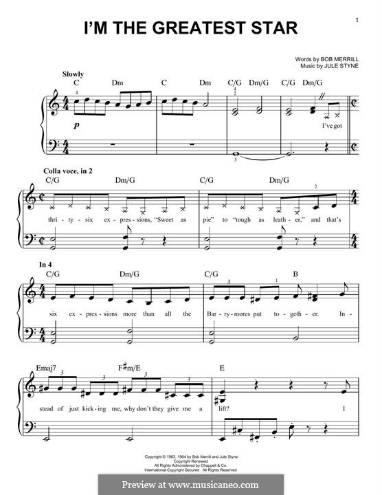 I'm The Greatest Star (from Funny Girl) Barbra Streisand by J. Styne on
