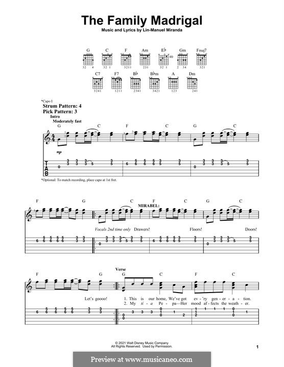 The Family Madrigal (from Encanto) by L. Miranda sheet music on MusicaNeo