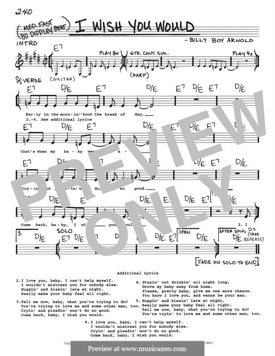 I Wish You Would (Eric Clapton) by B. Arnold sheet music on MusicaNeo