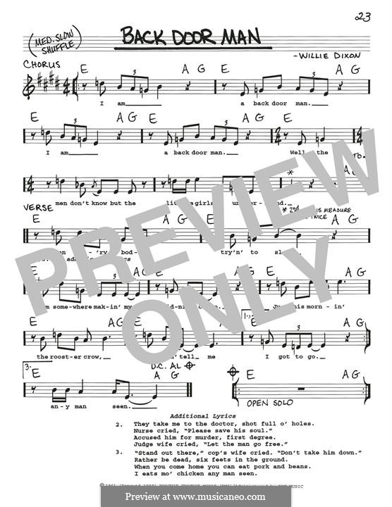 Back Door Man (The Doors) by W. Dixon sheet music on MusicaNeo